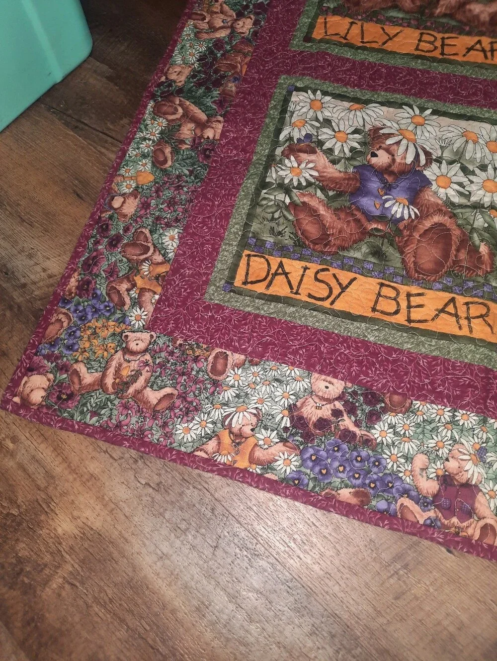 Floral Garden Party Small Teddy Bear Quilt- Daisy, Lily, Pansy, Poppy